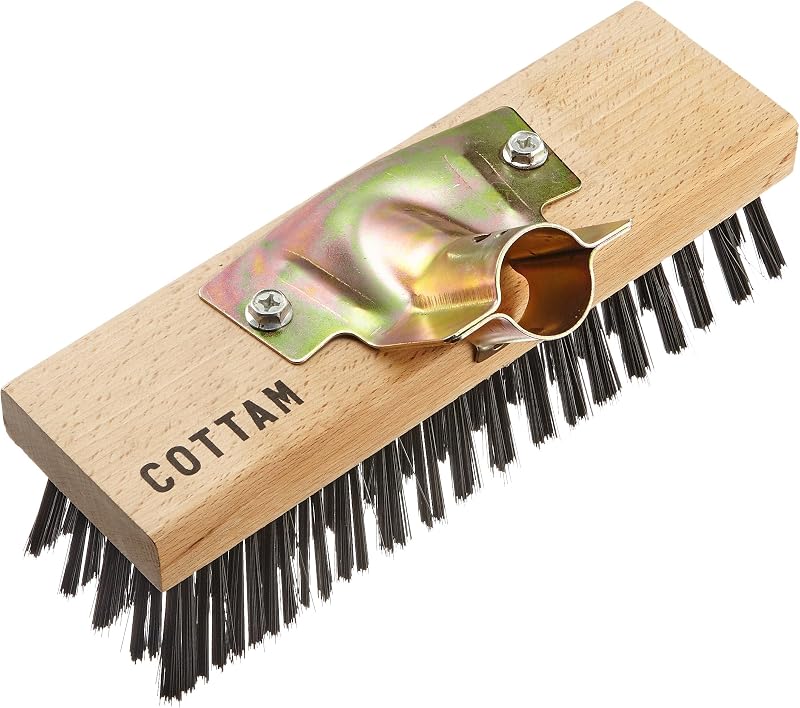 Cottam Heavy Duty Steel Wire Broom Head 9" Wood Back & Zinc Socket