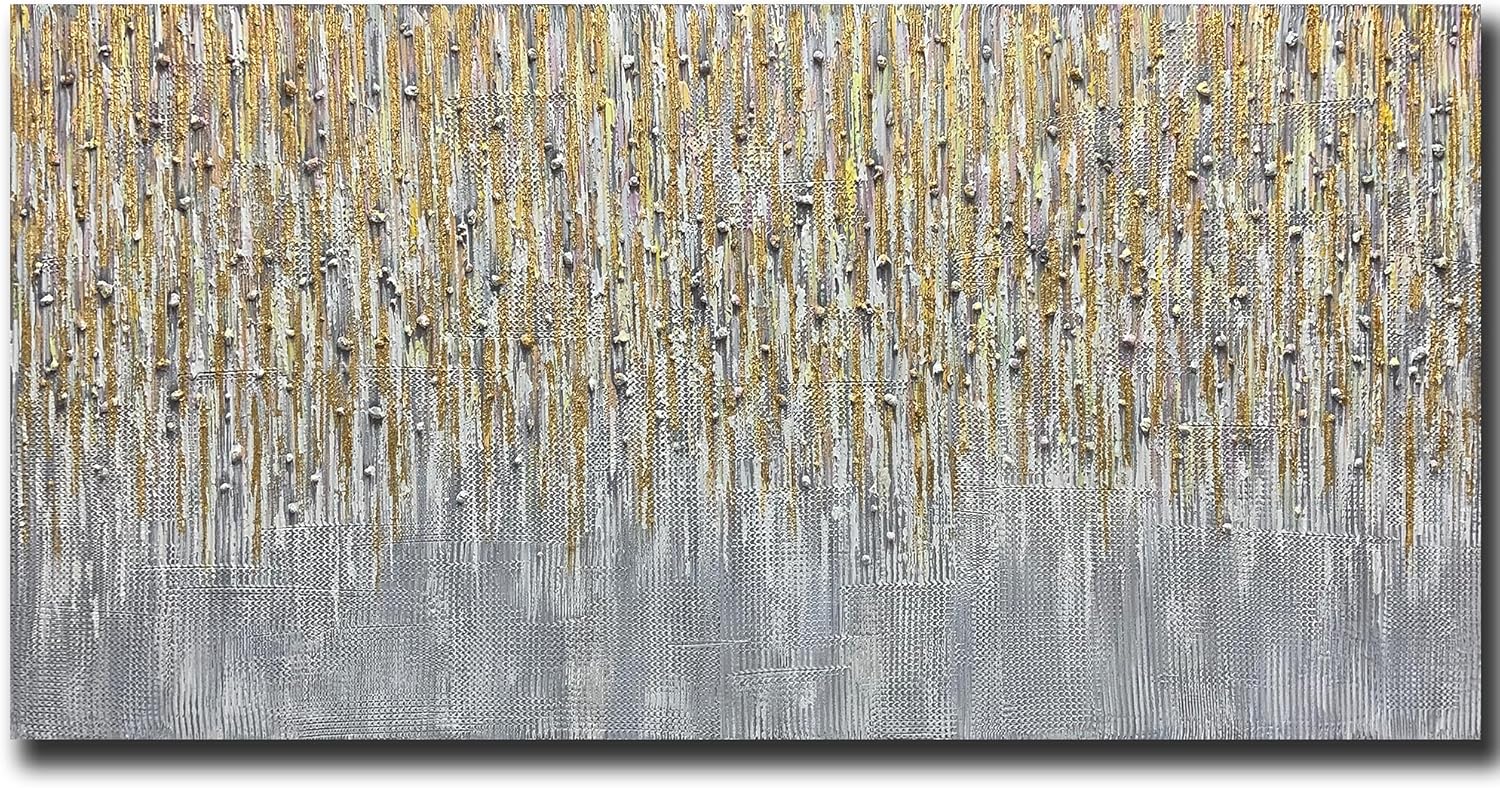 Paintings - V-inspire Art,24x48 inch Modern Hand Painted Oil Painting On Canvas Textured Abstract Contemporary Art Wall Paintings Handmade Wood Frame Palette Knife Painter Home Decorations Canvas Wall Art Ready to Hang