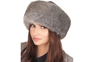 Futrzane Siberian Trim Hat - Womens Leather Faux Fur Hats - Elegant Russian Hat