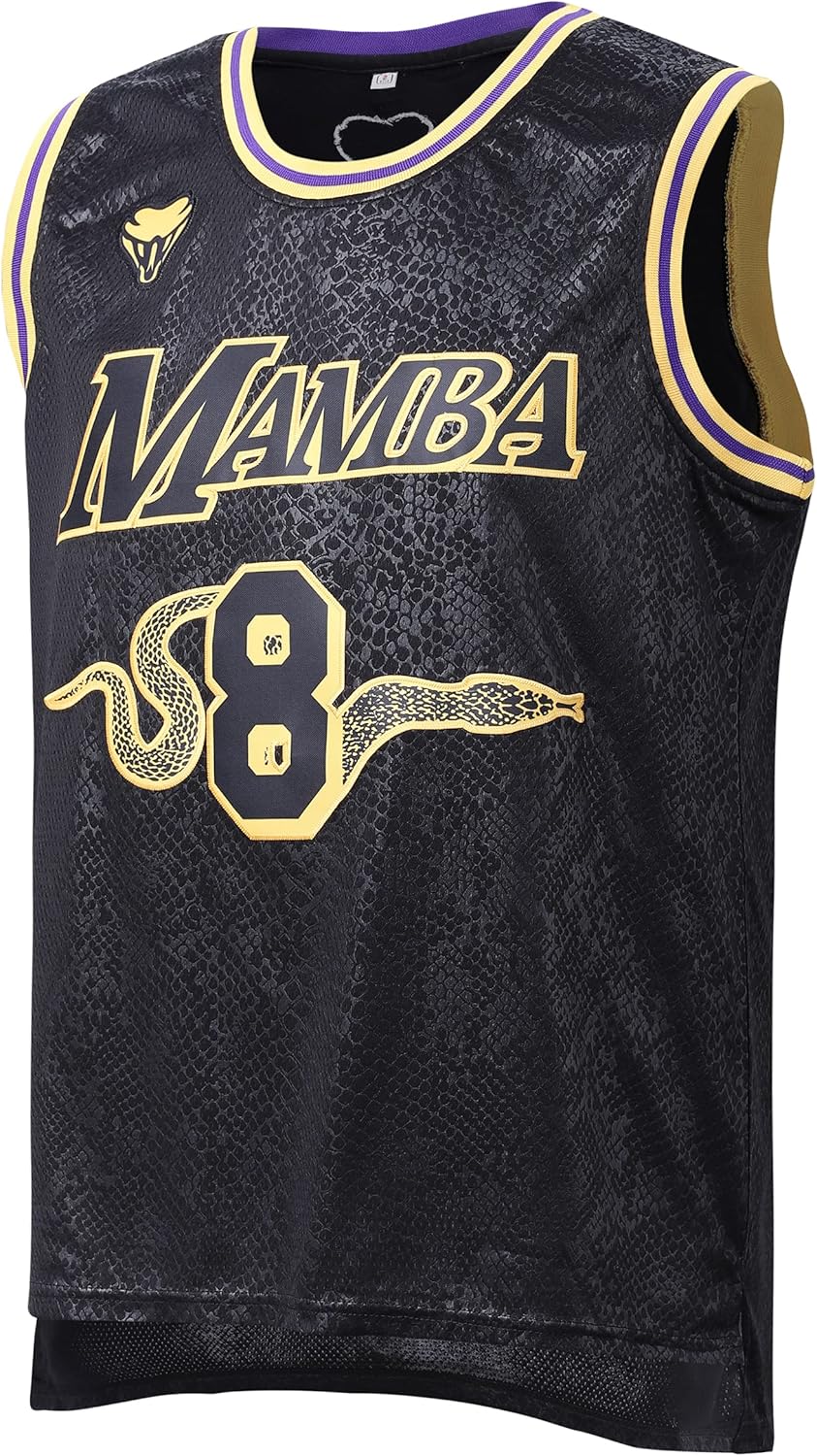 URUHR Mens 24 Bryant Basketball Jeresy Black Snakeskin Fans Jersey Stitched 90S Hip Hop Fashion Basketball Jersey S-3XL: Clothing