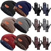JaGely 12 Pieces Winter Hat and Gloves Set for Men Women, Touchscreen Glove and Beanie Bulk Set, Knit Hat Gift for Christmas Thanksgiving Party Favor, Adult Ski Hike Outdoor