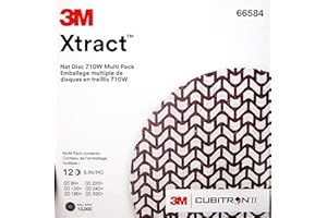3M Xtract Net Disc 710W, 5 in, 12 Piece Multi-Pack Hook and Loop Sanding Discs, 80+, 120+, 180+, 220+, 240+, 320+, Virtually Dust-Free, Assorted Grades, 66584