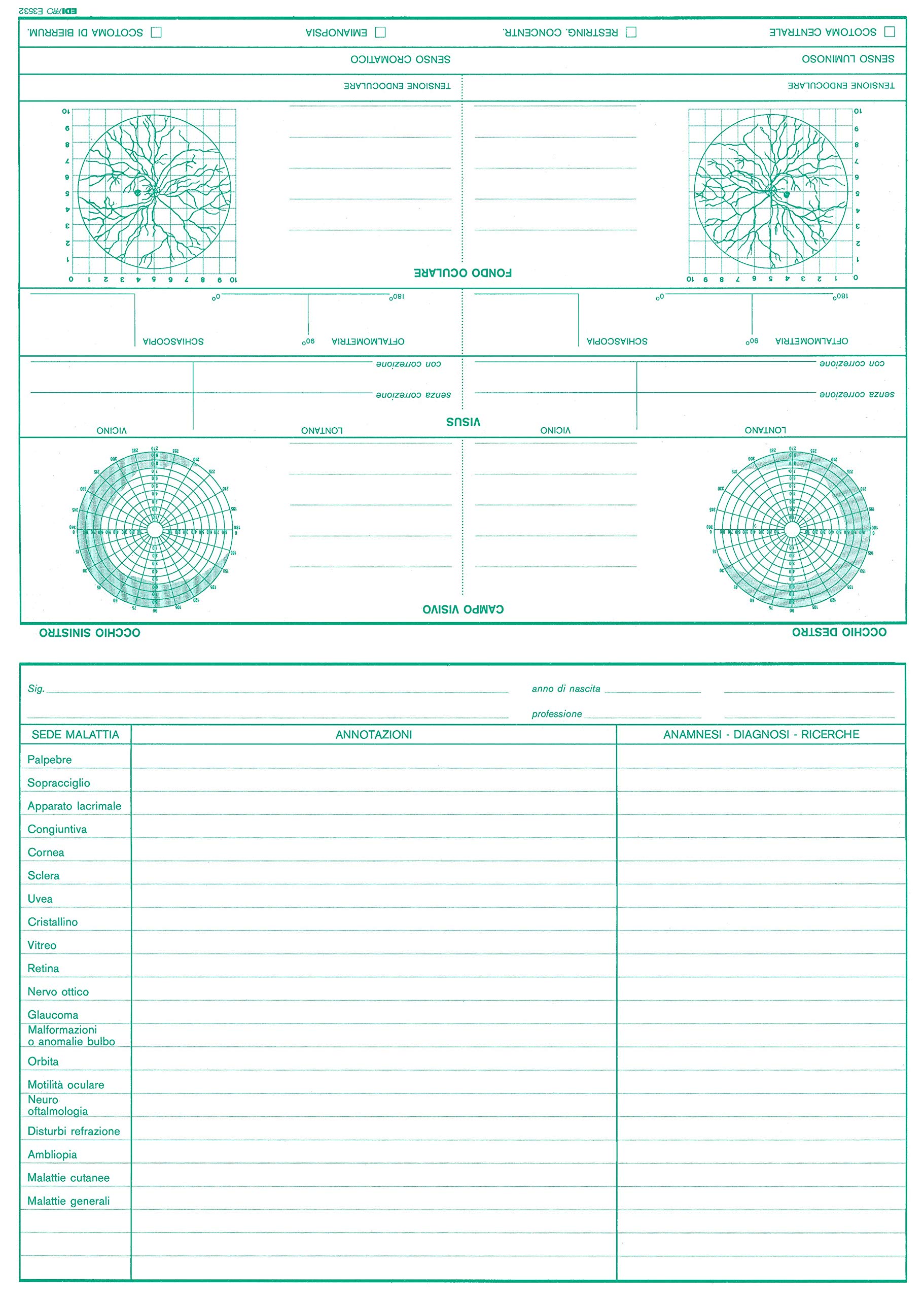 EDIPRO - E3532-50 Double Oculist Cards (Green Color) f.to 29,7x21