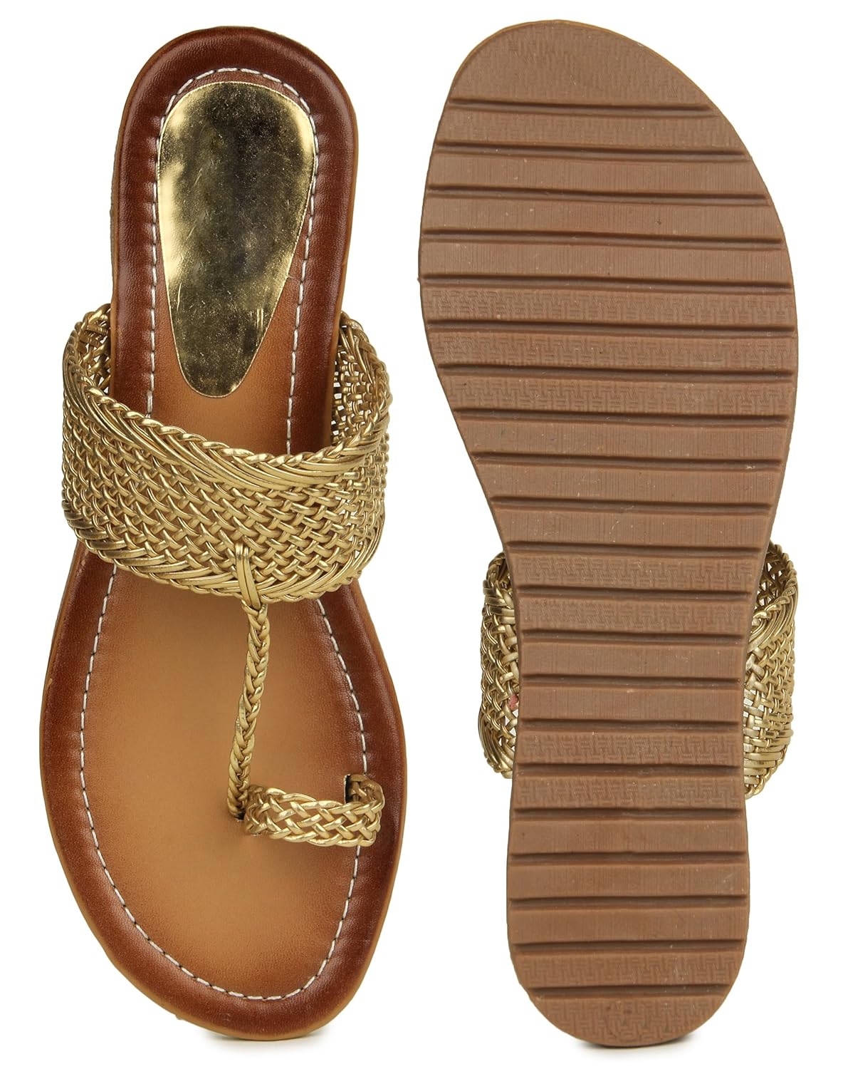 do bhai women's synthetic stylish bunai kolhapuri flats