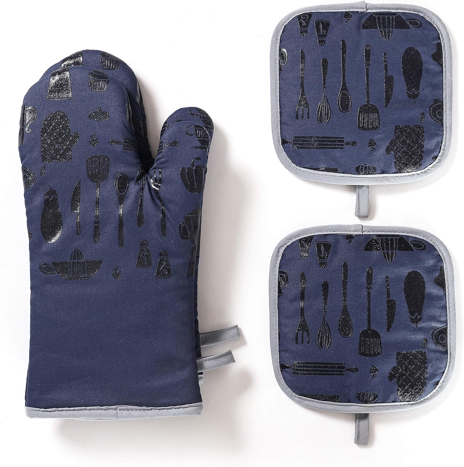 VANORIG Oven Mitts and Pot Holders Sets 4pcs Heat Resistant Oven Gloves with Soft Lining Funny Non-Slip Oven Mitt for Kitchen Cooking Baking BBQ