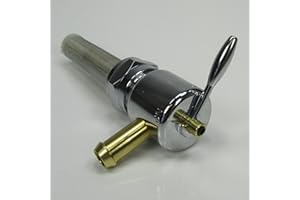 BILLET PROOF DESIGNS Chrome 22mm HI-FLOW Petcock LEFT SIDE 90 Degree Fuel Outlet Shut Off Valve for 1975-2006 Harley Big Twin & Sportster Models w/22mm Petcock Bung - Use with 3/8" ID Fuel Hose - Replaces HD Pt# 62168-81