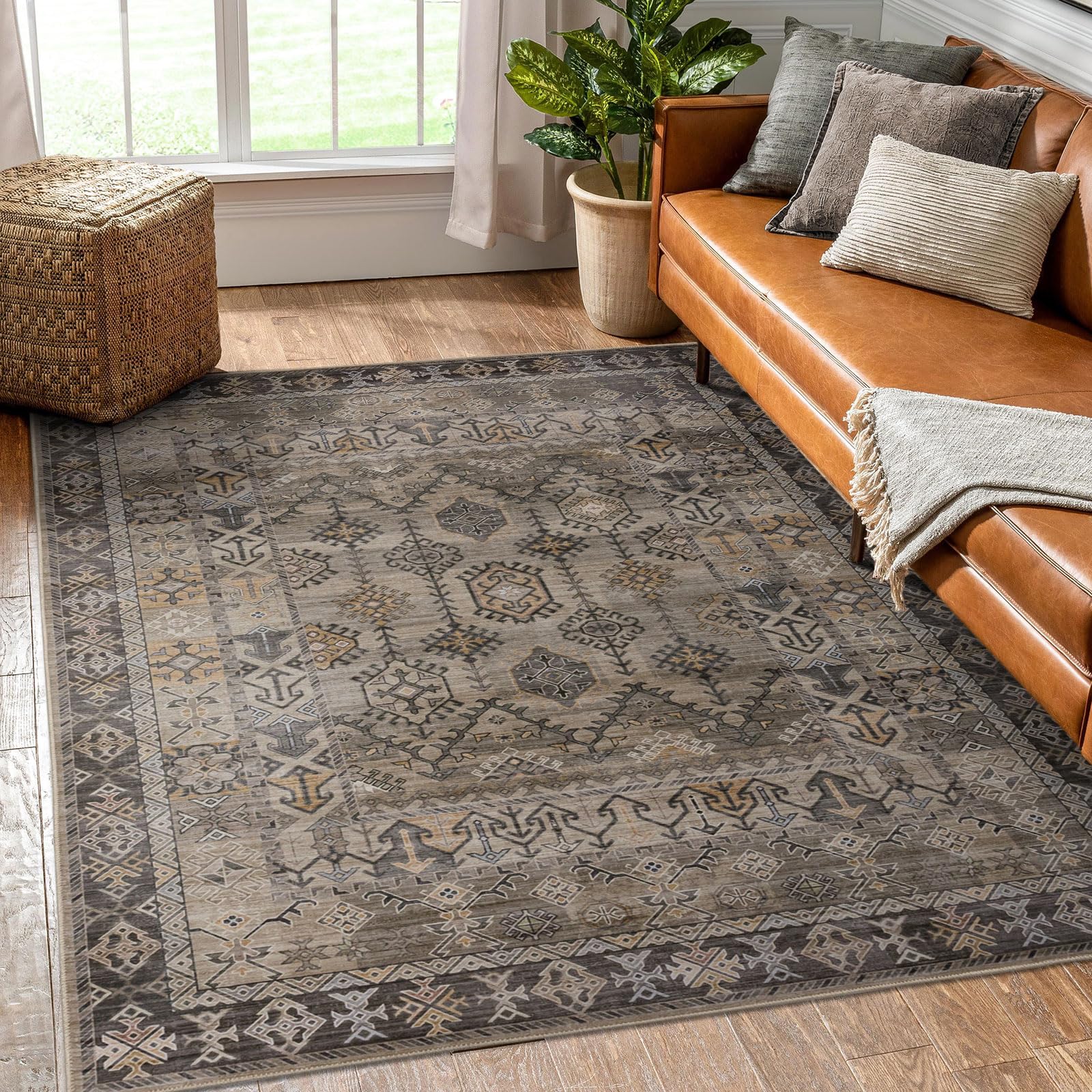 Photo 1 of DECOMALL BAOLA Large Area Rugs, Vintage Carpet for Living Room Bedroom, Brown 7'6''x9'6''