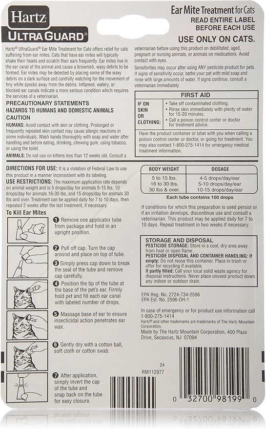 hartz ultraguard ear mite treatment for dogs