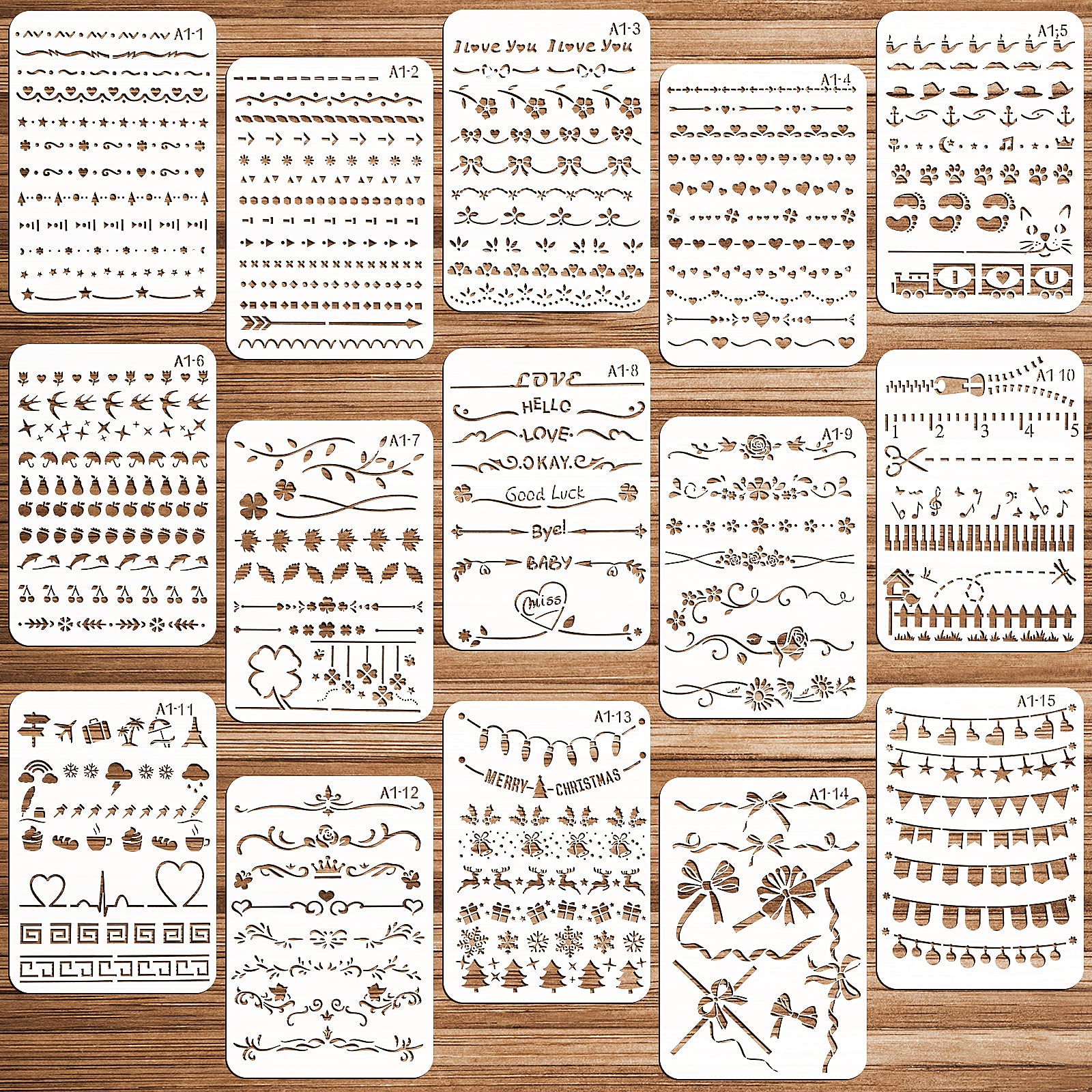 OOTSR 15PCS Lace Stencil, Template Painting Stencil, Reusable Plastic Stencils for Paint Craft Wall DIY Fabric Floor Home Decor Wood Signs