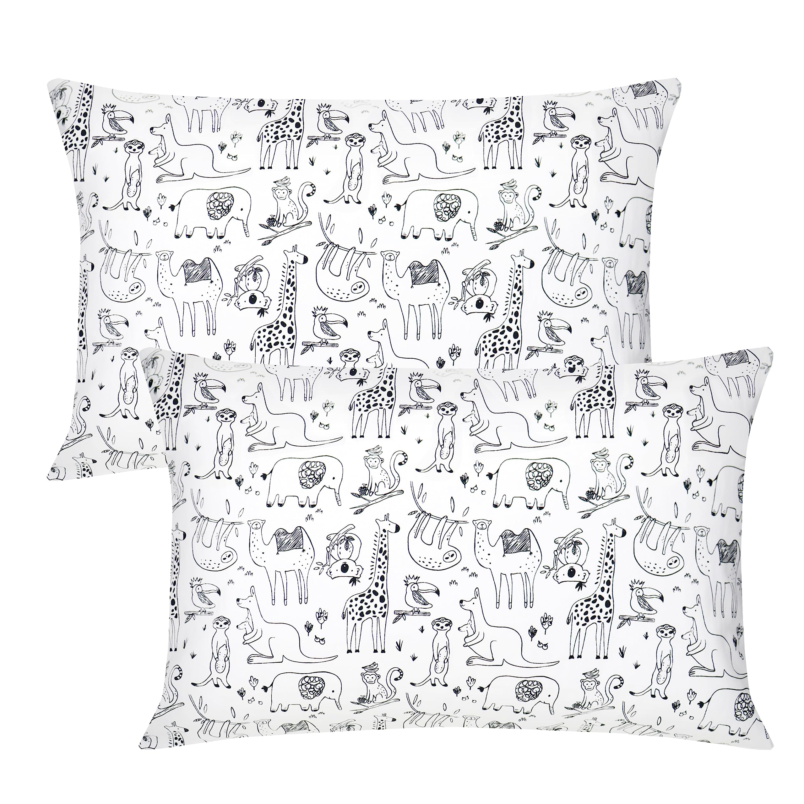 Baby Toddler Cot Bed Pillowcases 40cm x 60cm, 2 Pack 100% Soft Cotton Pillow Cover for Boys Girls Bedding, Envelope Style Travel Pillow Case