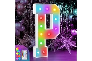 ZEELY 4FT Colorful Marquee Light Up Letters - P, Large Name Letters, Baby, Love, Wedding Party Decoration, Cardboard - 18 Color Modes with Remote