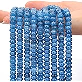 AUREHEN 2 Strands (150PCs) Lake Blue Jade Rondelle Beads, 5 * 8mm Gemstone Loose Spacer Abacus Disk Beads for DIY Bracelet Necklace Earrings Jewelry Making, Craft Supplies Beading Kit