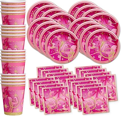 Amazon Com Pink And Gold Gymnastics Birthday Party Supplies Set