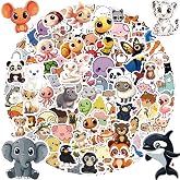 TIT COOPOPE 106PCS Non-Repeating Cate Animal Theme Stickers | Vinyl Waterproof Holiday Party Stickers, Youth Adult Games Treats Classroom Crafts Favors Gifts(106PCS Animal)