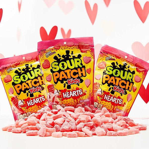 SOUR PATCH KIDS SOFT & CHEWY VALENTINES DAY CANDY HEARTS, 10 OZ