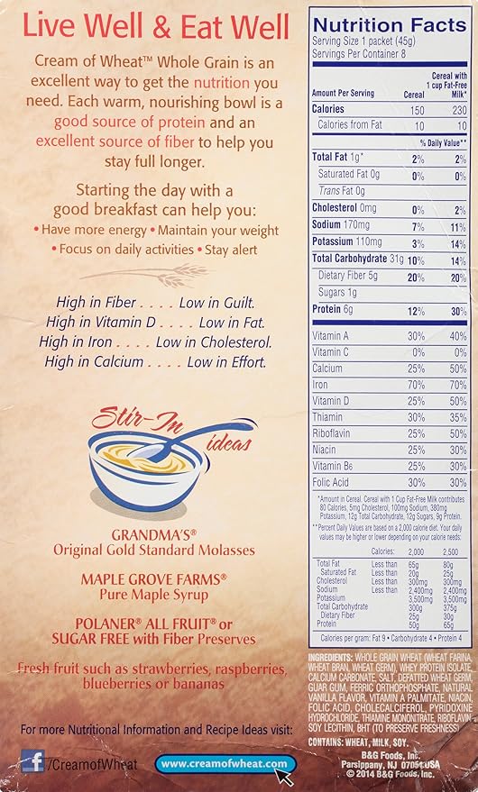 35 Cream Of Wheat Nutrition Facts Label Label Design Ideas 2020