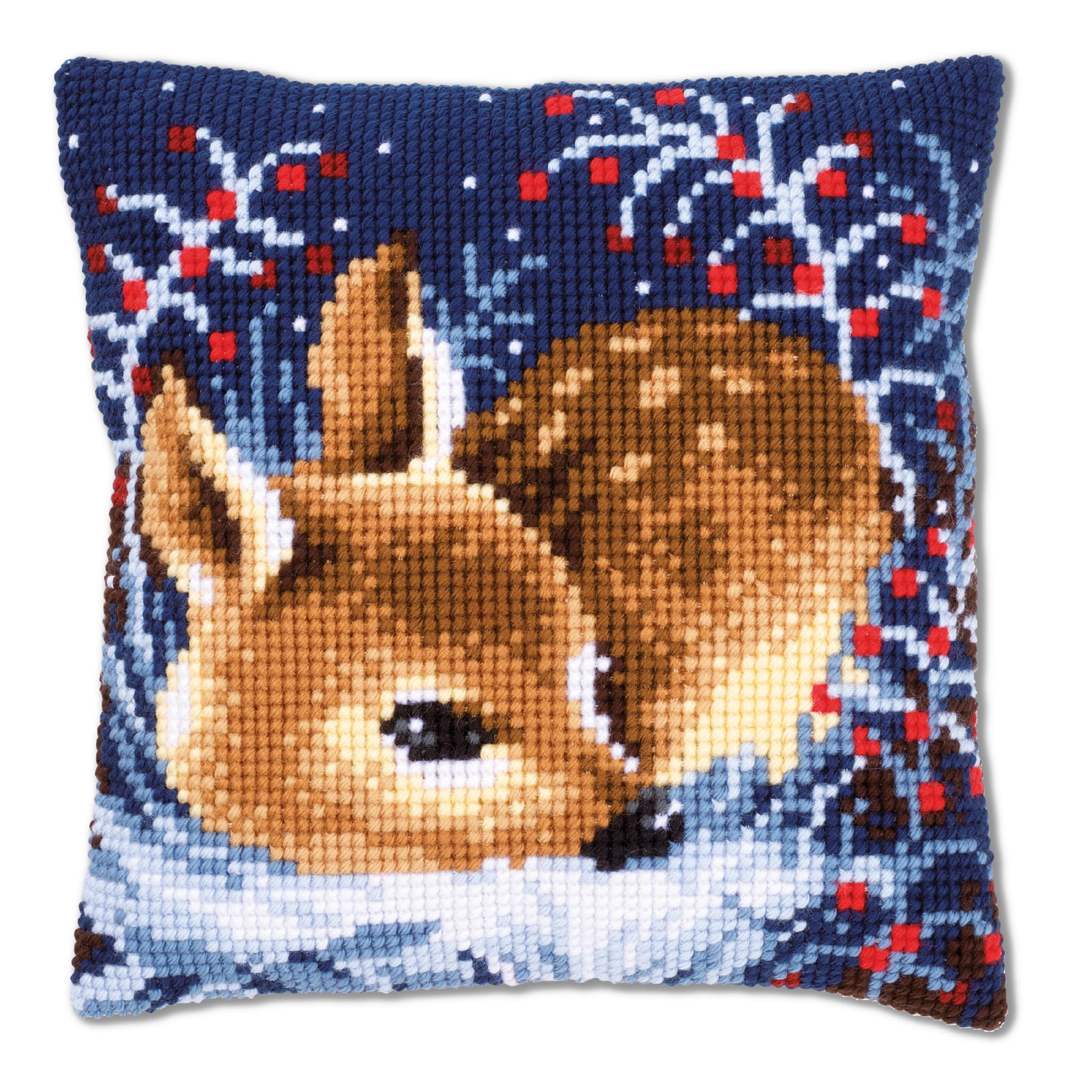 Vervaco Cross Stitch Cushion Little Deer, Cotton Blend, Assorted, 26 x 1 x 7.5 cm
