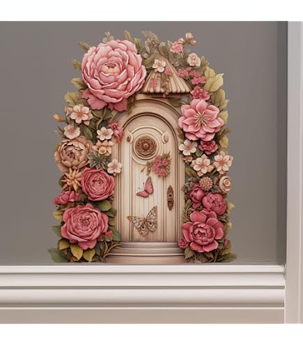 Rose Castle Fairy Door Wall Sticker - Peel & Stick Decal For Walls, 4.4x4.7 Inches, USA Made
