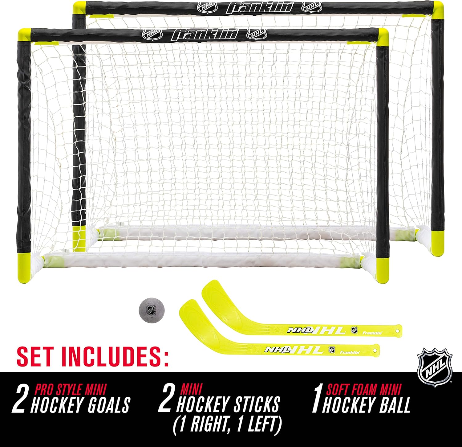 Franklin Sports Knee Hockey Goal Set - Mini Hockey Goals - 2 Goals - Pro Style Top Shelf - Kids Hockey Set - NHL, White : Sports & Outdoors