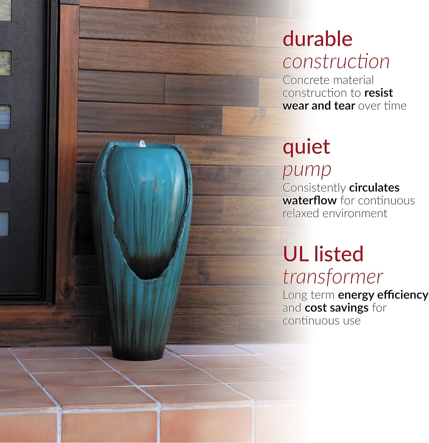 Alpine Corporation DIG100XS Water Jar Fountain w/LED Light, 32 Inch Tall, Turquoise : Indoor Fountains : Garden & Outdoor