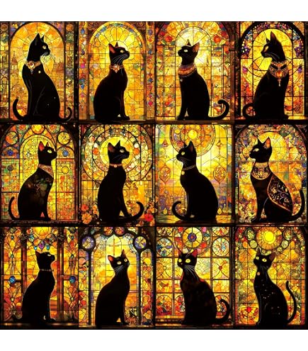 Amazon.com: SUNSOUT INC - Black Cat by Candlelight - 500 pc Large