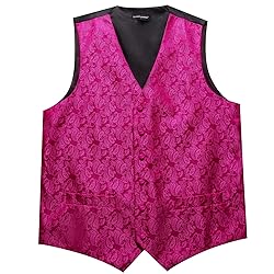 Barry.Wang Hot Pink Vest for Men Paisley Silk