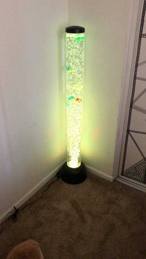 Sensory LED Bubble Tube - 3 Foot "Tank" With 8 Fake Fish - Floor Lamp