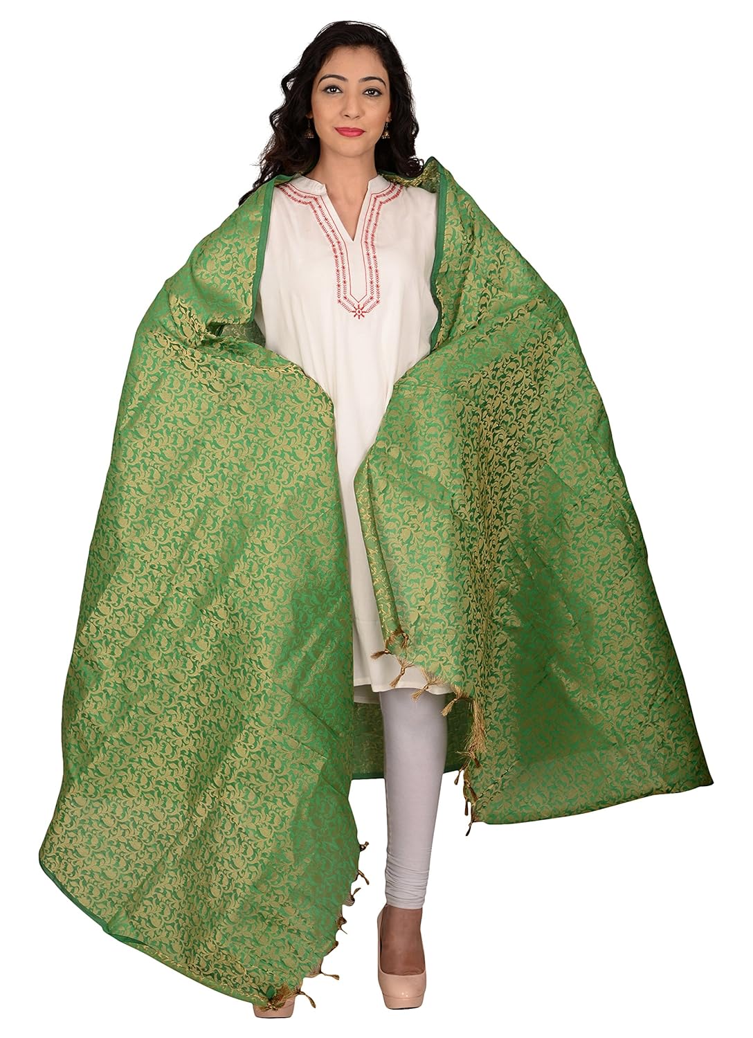 youthquake women's art silk zari woven dupatta/stole