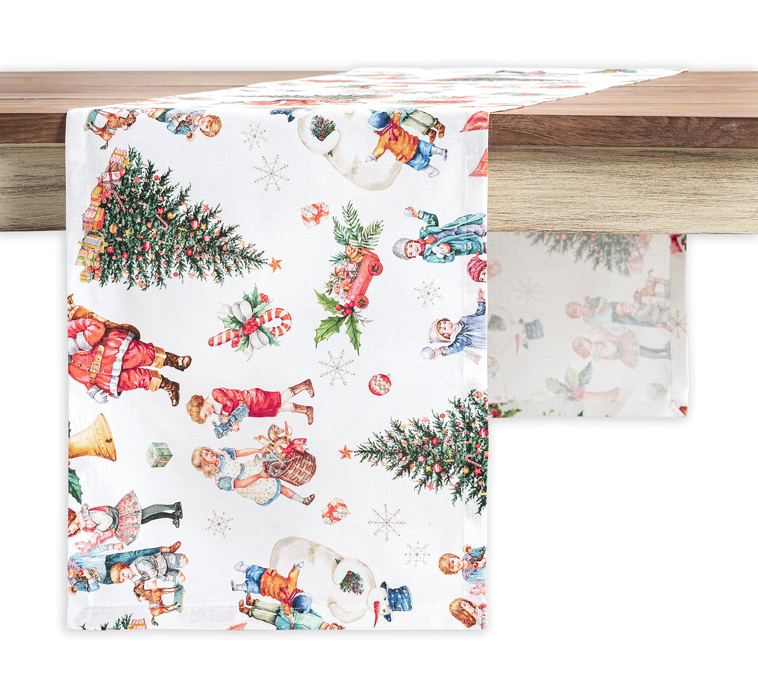 Maison d' Hermine Table runner 100% Cotton Single Layer Table Runners 180 CM long for Christmas Decorations Home Kitchen Dining Party Wedding Bridal Shower (Chromo, 37 cm x 180 cm)