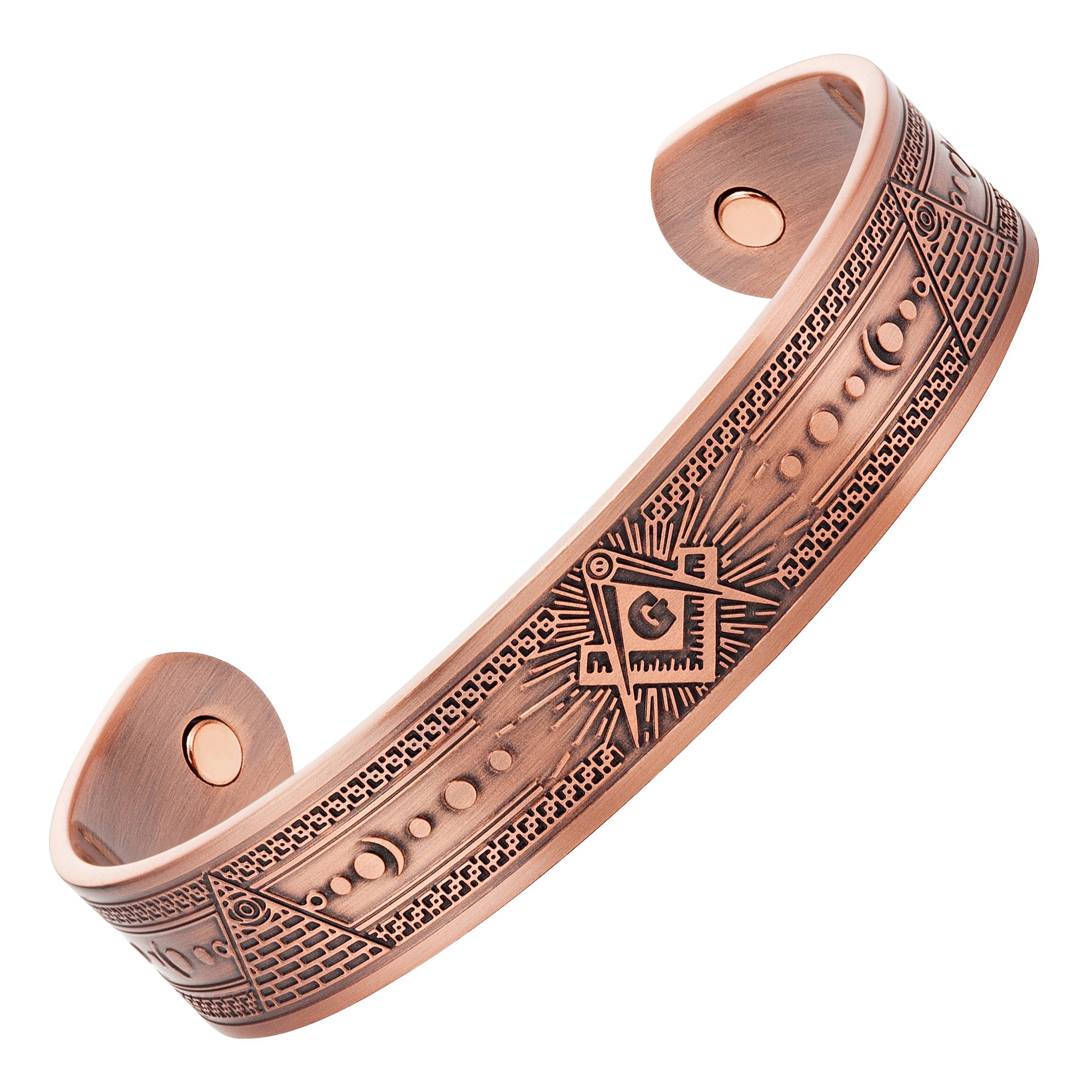 MasonicMan Masonic Men's Pure Copper Magnetic Adjustable Bracelet Bangle