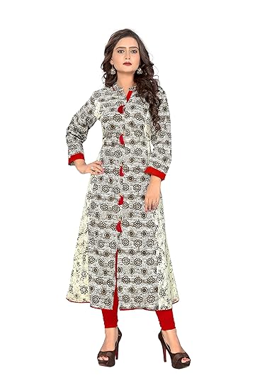 Navabi Export Womens Multicolor Cotton Fabrics A-line Kurta (VF-KU-87)