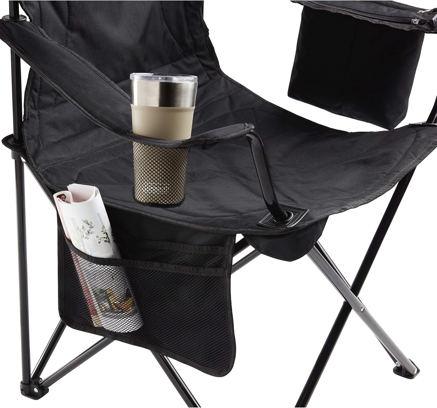 Coleman Camp Chair with 4-Can Cooler | Folding Beach Chair with Built In Drinks Cooler | Portable Quad Chair with Armrest Cooler for Tailgating, Camping & Outdoors : Camping Chair : Sports & Outdoors