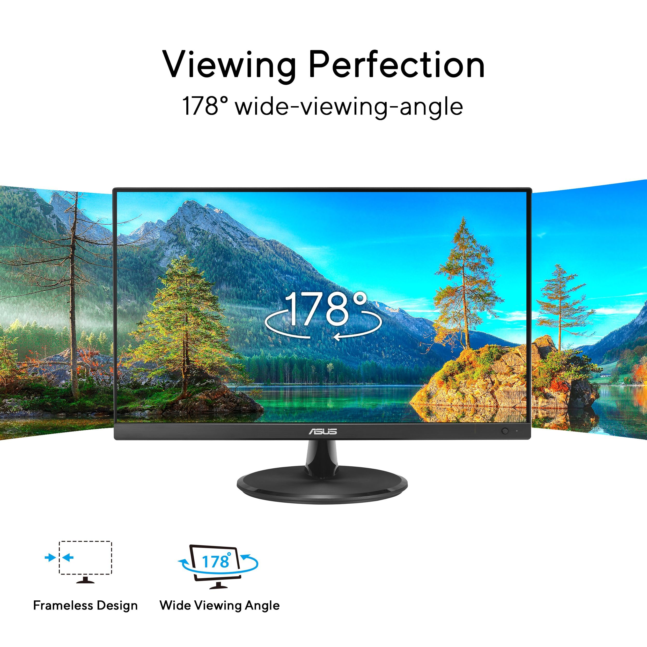 ASUS VP229Q 21.5” Monitor, 1080P Full HD, 75Hz, IPS, FreeSync/Adaptive-Sync, Eye Care, HDMI DisplayPort VGA, Frameless, VESA Wall Mountable BLACK