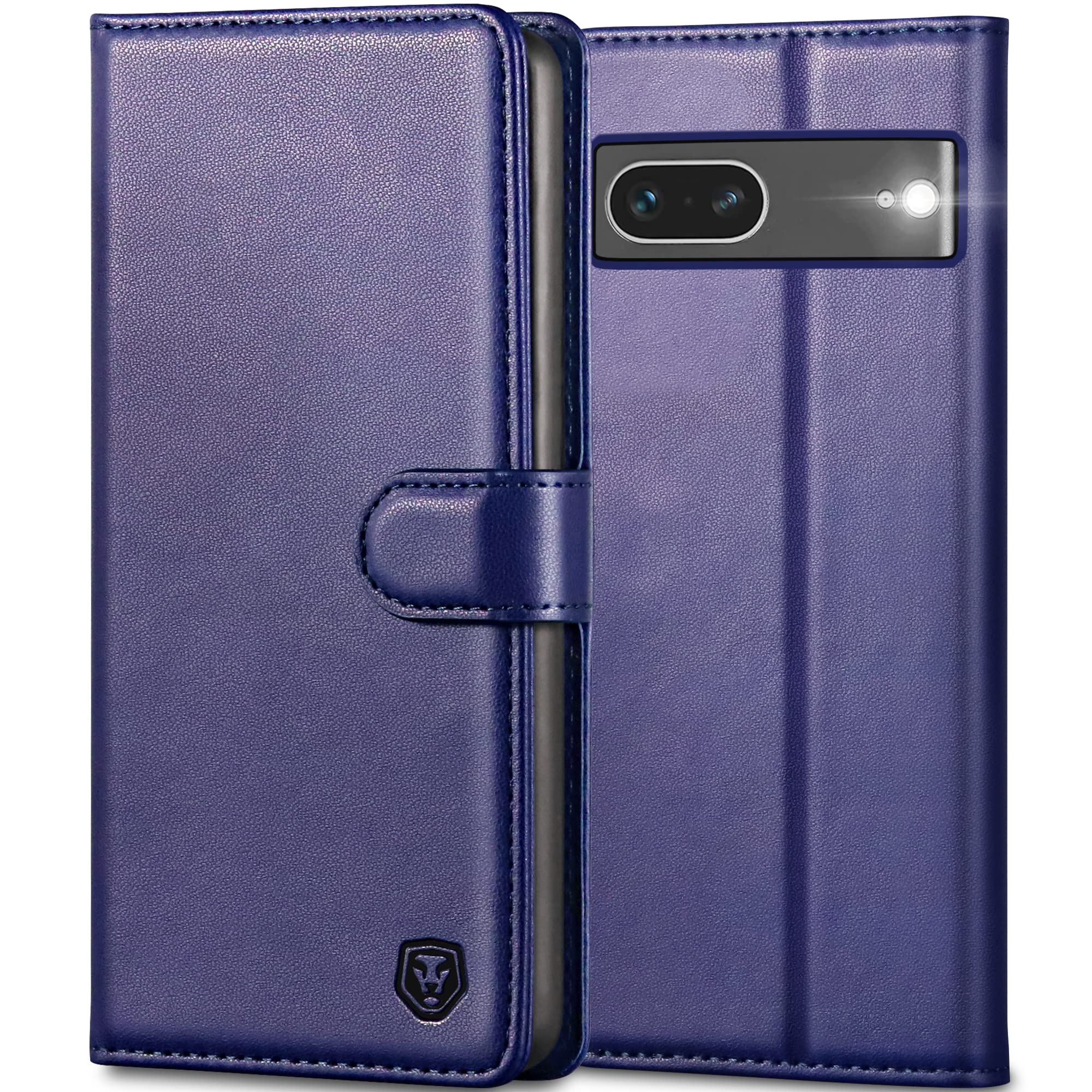 Kuafcase for Google Pixel 7 Case, Wallet Leather Flip Case with 4 Card Slots Magnetic Closure Kickstand Shockproof Protective Phone Case for Google Pixel 7 - Blue — image 1