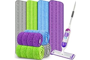 FORSPEEDER 8 Pack Reusable Mop Pads for Swiffer PowerMop, Power Mop Pads 15'' Microfiber Refills for Hardwood Floor Cleaning, Machine Washable Dry Wet Use for All Floor Types