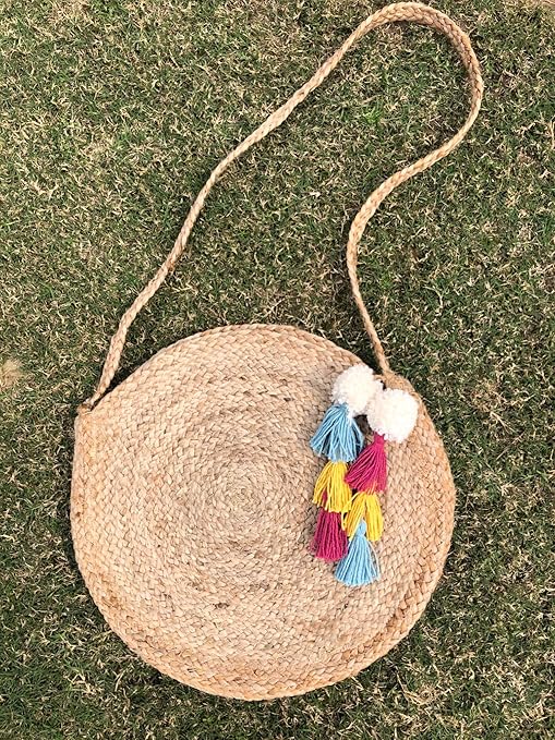 round jute sling bag