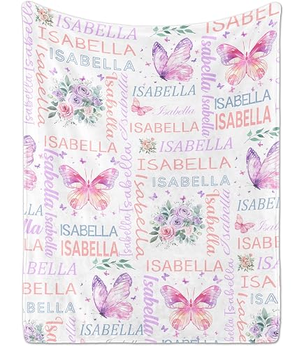 Personalized Baby Blanket With Name - Southern Magnolias Design, Super Soft Fleece, 30x40 Inch, Custom Gift