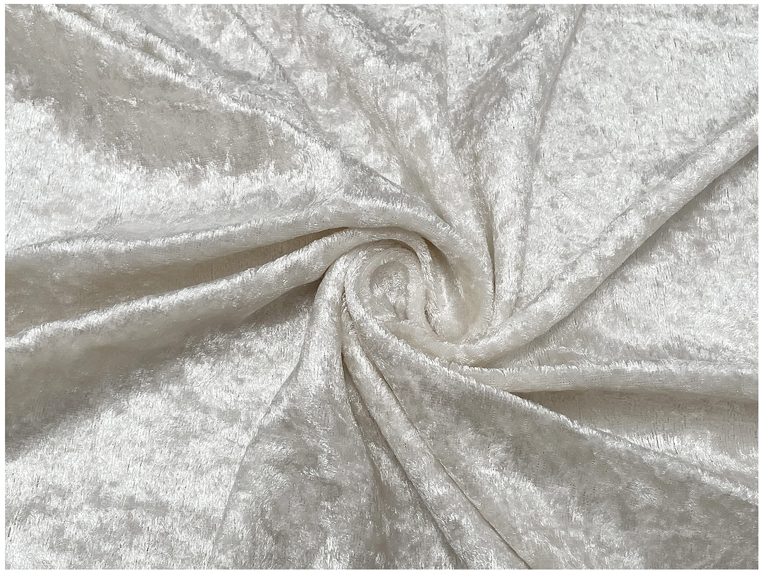 Crushed Velvet Fabric Craft Stretch Velour Material - Soft Furnishing & Craft Velour Fabric - 150cm Wide (Ivory, 300cm x 150cm (118" x 60")) — image 1