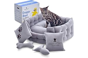 Doggy Affairs HandMade Luxury Cat Bed with Removable Washable Cover - Premium Cat Beds for Indoor Cats, Fancy Dog Bed for Small Dogs - Non Slip Cat Couch Bed, Puppy Kitten Pet Sofa