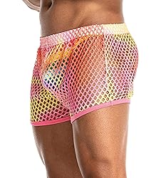 FIROTTII Mens Mesh Shorts Sexy Boxers See Through