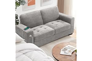 Ihanherry Sofa 70 Inch Loveseat with USB/Type-C Charging Port & Side Pocket, Comfy Modern 2-Seats Sofa for Living Room & Bedroom, Removable Medium Firm Sofa Cushion, Breathable Chenille Fabric, Grey