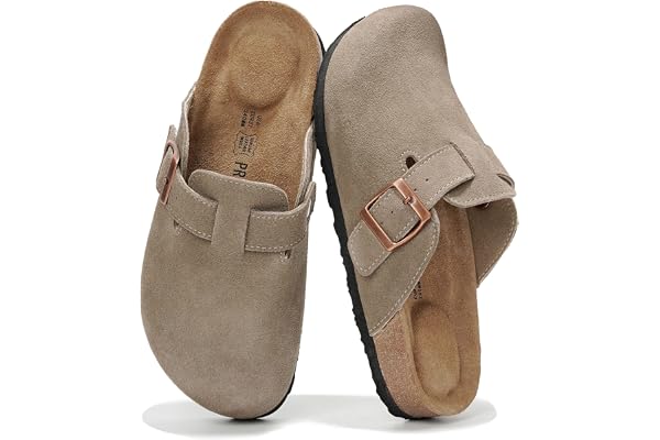 Project Cloud Women’s Genuine Suede Footbed Clogs for Women - Memory Foam Arch Support Clog Slippers for Women - Trendy Slip-