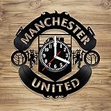 Manchester United F.C. Vinyl Record Wall Clock Football Club Red Devils Perfect Decorate Home Style Unique Gift idea for Him Her (12 inches)