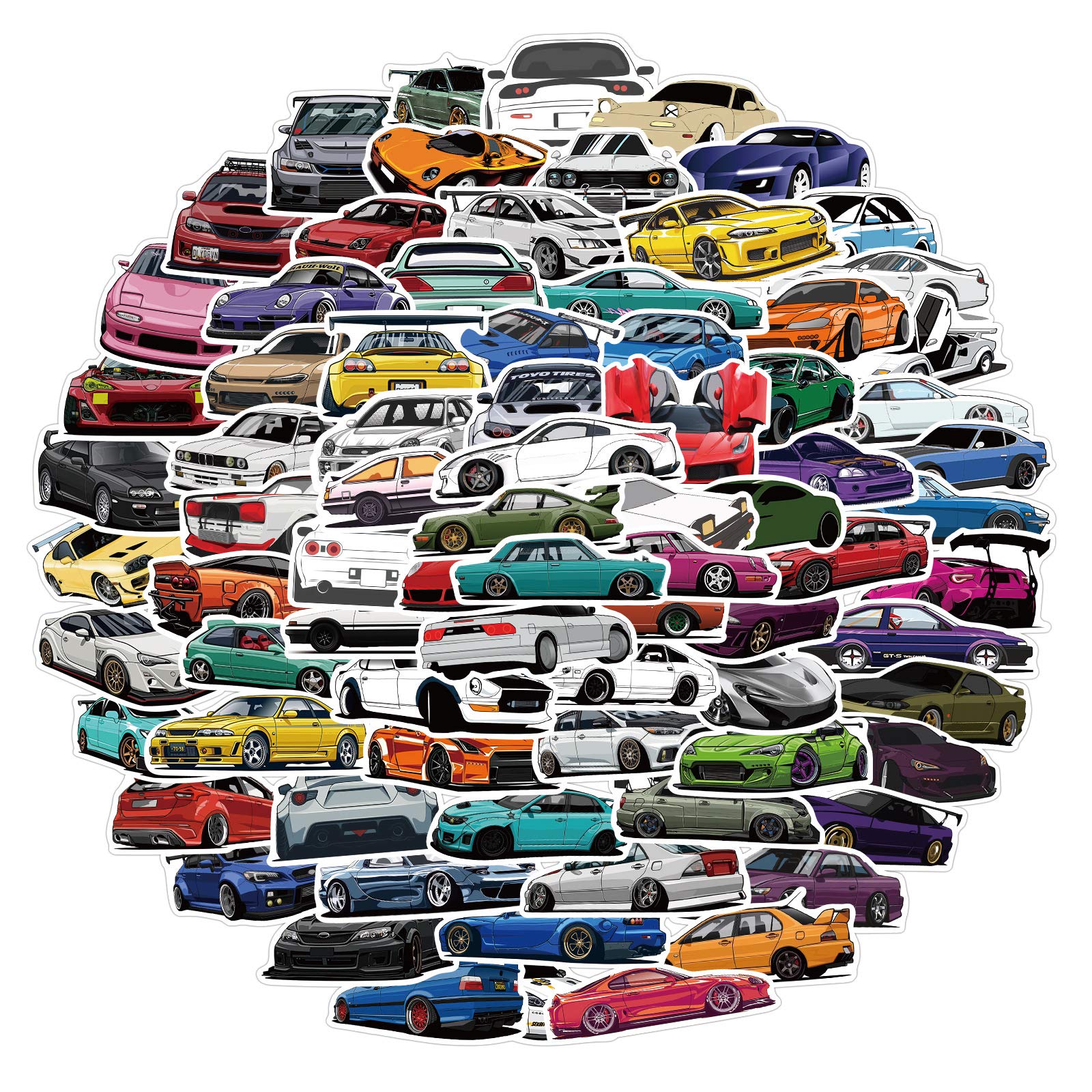 100PCS JDM Stickers and Decals, Sports Car Racing Stickers for Adults, Boys, Teens - Pack for Car, Water Bottles, Laptop, Phone, Motorcycle, Computer, Bicycle, Helmet