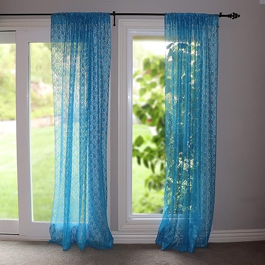 Amazon Com Lovemyfabric Floral Lace Window Curtain Panel