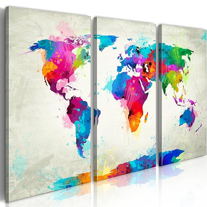murando - Acrylglasbild Weltkarte 120x80 cm 3 Teilig - Bilder Wandbild - modern - Decoration Landkarte Karte Welt Kontinente 