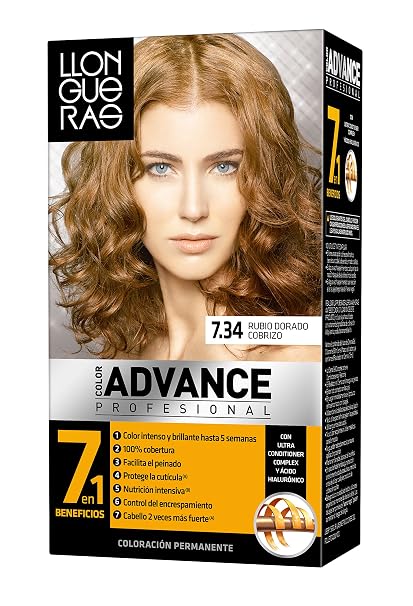 Llongueras Advance Tinte De Cabello Permanente Tono 734 Rubio Dorado Cobrizo