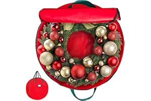 HOLDN’ STORAGE Premium Wreath Storage Bag - Durable Material - Waterproof - Heavy-duty Christmas Storage Container for Xmas Wreath with Dual Zipper Closure, Tear-proof, 48"W x 8"D - Red