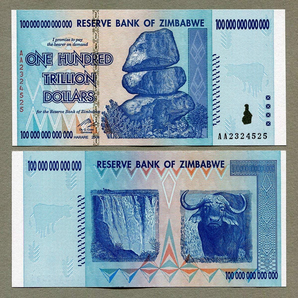 RBZ Collectibles Currency Note Set - Zimbabwe 100, 50, 20 and 10 Trillion Dollar Note Bills, Obsolete Banknotes for Collectible Value - Image 3