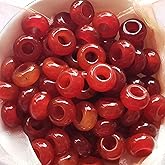Bacatgem 15 Pcs Natural Carnelian Large HoleLoose Stone Rondelle Beads Crystals and Healing Stones,6mm DIY-Jewelry Makings